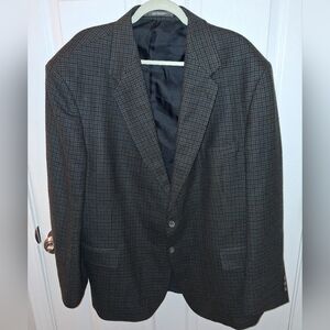 Croft And Barrow Men's Black and Gray Lambswool Houndstooth Blazer In A 48R.